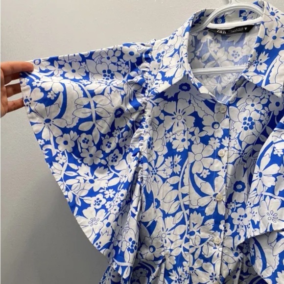 Zara | M | Floral Print Button Down Top - Picture 3 of 5